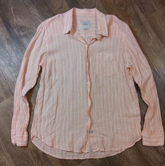 RAILS Charli Peach Stripe Button Up Shirt NWOT - MEDIUM - Picture 2 of 11